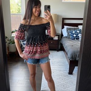 Off Shoulder Smocked Top